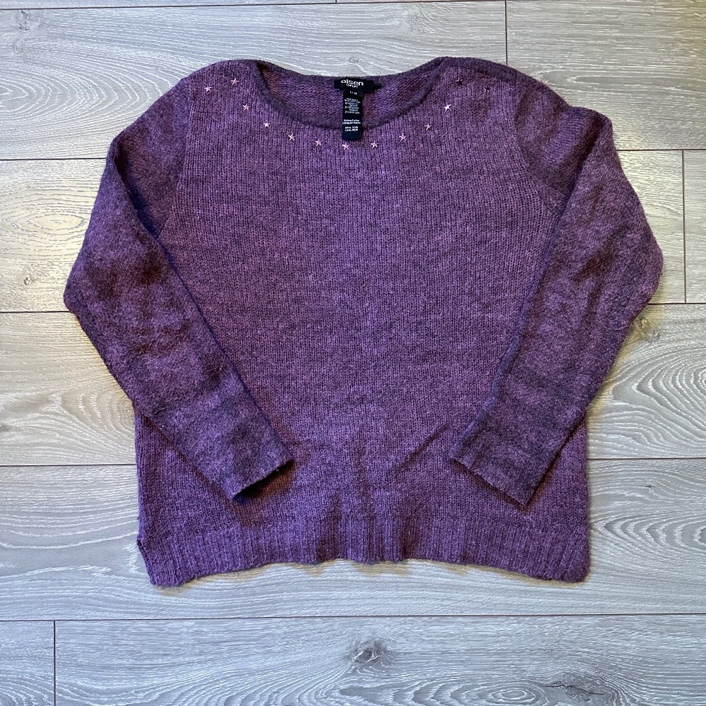 Olsen Europe Star Neck Detail Wool Blend Knit Sweater